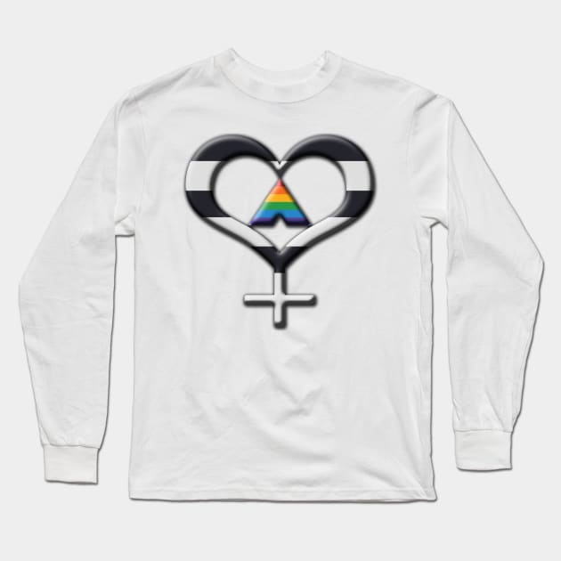 Heart-Shaped LGBT Ally Pride Female Gender Symbol Long Sleeve T-Shirt by LiveLoudGraphics